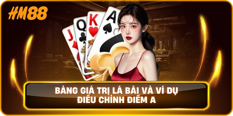 Bảng giá trị lá bài và ví dụ điều chỉnh điểm A
